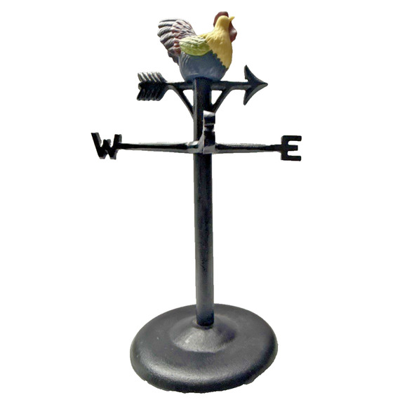 Vintage Susan Winget Cast Iron Rooster Weathervane Tabletop Farmhouse Chic - Picture 12 of 13